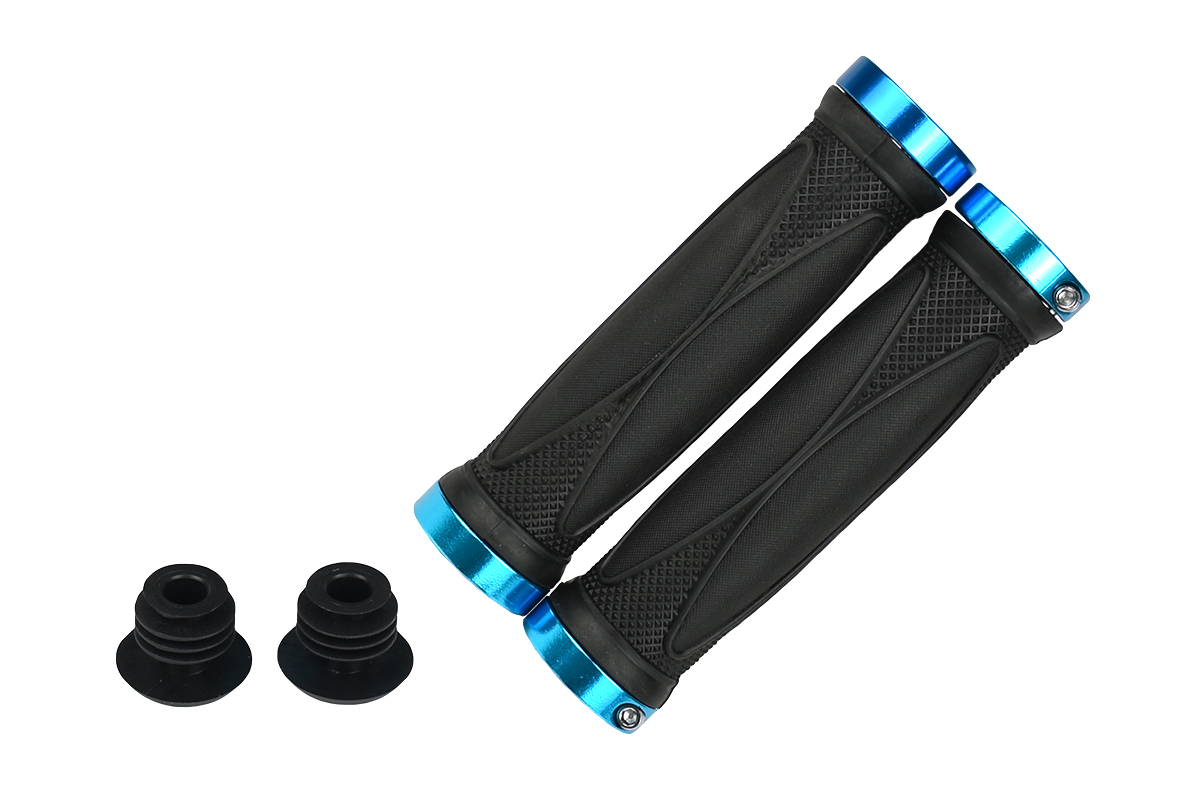 Грипсы MTB HL-G202, 130мм, с 2 грипстопами, под шестигранник, черно-синие