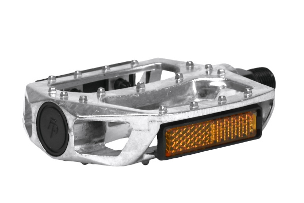 Педали FEIMIN FP-965A,98*78мм,база алюминий,сталь ось,литые с шипами,235гр,cеребристые